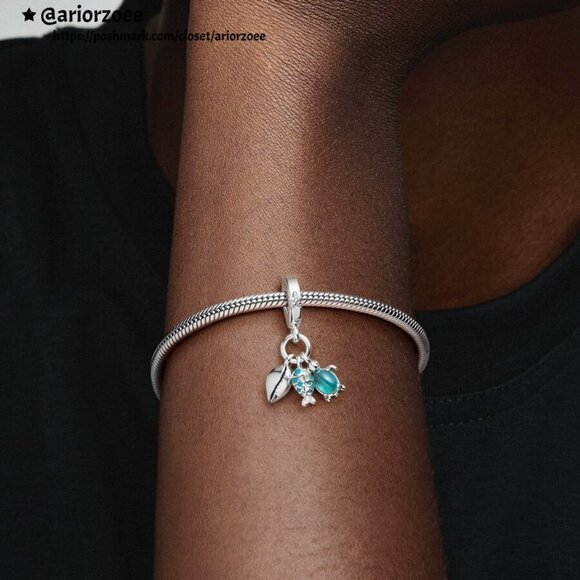 Pandora Fish, Sea Turtle & Conch Triple Dangle Charm - Picture 2 of 2